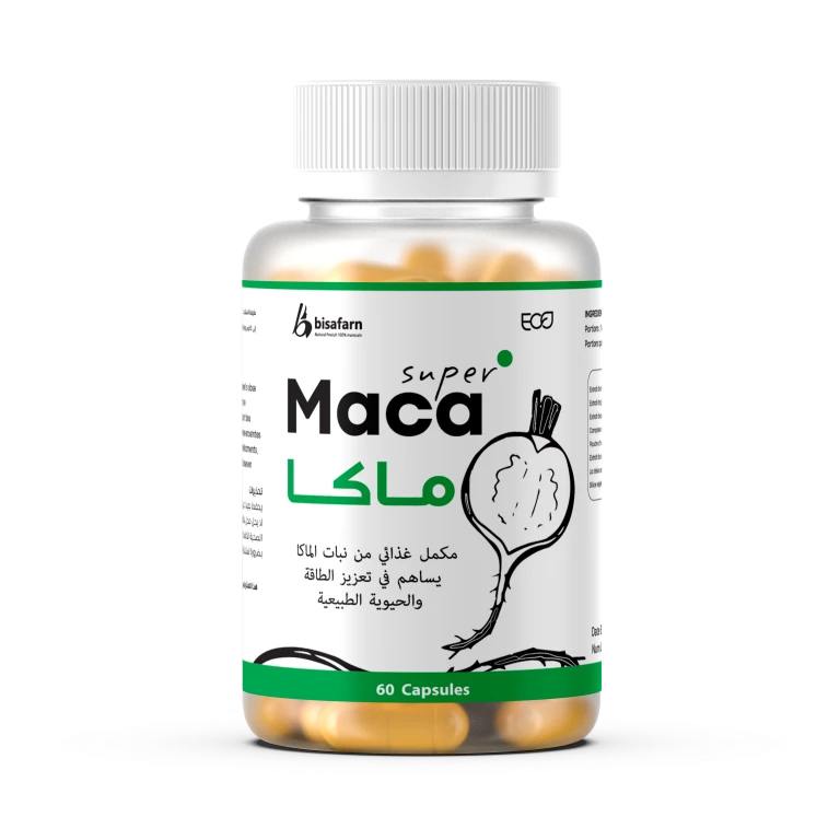 الوصف الماكا هي نبات جذري ينمو طبيعيًا في جبال الأنديز في بيرو، ويشتهر بخصائصه الطبيعية في تعزيز الطاقة والتحمل والدعم العام للصحة الجسدية والهرمونية. معلومات المنتج الاسم: مكمل الماكا بلد المنشأ: المغرب الكمية: 60 كبسولة الوزن الصافي: 113 جرام الفوائد يزيد من مستويات الطاقة والتحمل والحيوية يساعد على تنظيم التوازن الهرموني يعزز الصحة الجنسية والرغبة والقدرة لدى الرجال والنساء الفئة المستهدفة الأفراد الذين يعانون من التعب وضعف الطاقة النساء الباحثات عن توازن هرموني طبيعي الأشخاص الذين يرغبون في تحسين صحتهم الجنسية والأداء البدني نقاط البيع مكمل طبيعي وآمن لتحسين الطاقة والصحة العامة يعتمد على الماكا المعروفة بفوائدها الشاملة للرجال والنساء يوفر دعمًا متكاملًا للوظائف الجسدية والنفسية المشاكل التي يعالجها المنتج الإرهاق المزمن ونقص النشاط البدني الاختلال الهرموني واضطرابات الدورة لدى النساء انخفاض الرغبة الجنسية أو الأداء البدني المكونات مستخلص جذر الماكا مستخلص الجينسنغ الأحمر مستخلص حبوب اللقاح مجموعة فيتامينات B مسحوق زيت بذور اليقطين مستخلص القرفة ستيفيا طبيعية السيليكا النباتية طريقة الاستخدام تناول كبسولة واحدة أثناء أو بعد كل وجبة، مرتين يوميًا مع كوب من الماء. التحذيرات والاحتياطات لا تتجاوز الجرعة الموصى بها يُحفظ في مكان بارد وجاف، بعيدًا عن متناول الأطفال يُمنع استخدامه من قبل الأفراد الذين يعانون من حالات صحية مثل السرطان أو لديهم حساسية من الماكا الأشخاص الذين يتناولون أدوية مثل مضادات الاكتئاب أو موانع الحمل إلا باستشارة طبية