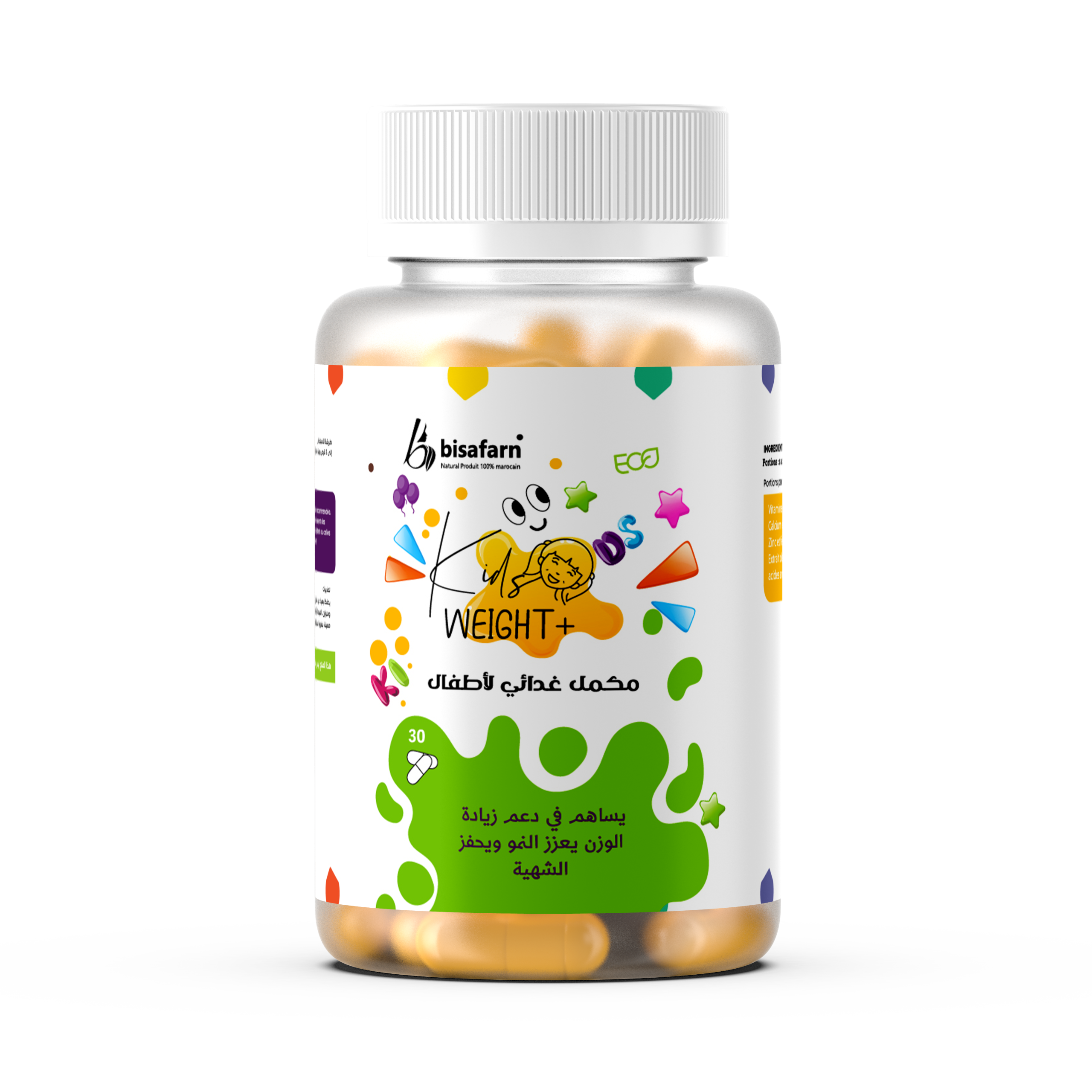 مكمل غذائي مصمم لدعم النمو الصحي وزيادة الوزن لدى الأطفال بطريقة طبيعية ومتوازنة. يحتوي على مزيج من الفيتامينات والمعادن الأساسية التي تعزز الشهية وتدعم عملية التمثيل الغذائي. يساهم في اكتساب الوزن بطريقة آمنة من خلال مكونات طبيعية تحسّن الشهية وتعزز الهضم، كما يدعم التطور البدني والعقلي للأطفال.
