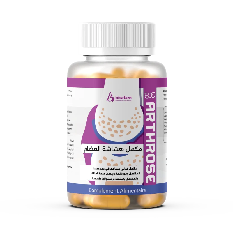 الوصف مكمل غذائي مبتكر مصمم لدعم صحة العظام وتقويتها بفعالية. يحتوي على مزيج متوازن من الكالسيوم وفيتامين D3 والمغنيسيوم، وهي مكونات أساسية معروفة بقدرتها على تعزيز كثافة العظام وتحسين امتصاص العناصر الغذائية الضرورية. مع الاستخدام المنتظم، يساعد المكمل على تقليل مخاطر هشاشة العظام والحفاظ على بنية عظمية قوية وصحية. الفوائد يساعد في تقوية المفاصل وتحسين مرونتها. يساهم في تقليل آلام التهاب المفاصل. يعزز من صحة العظام والمفاصل. الهدف المثالي الأشخاص الذين يعانون من التهاب المفاصل أو هشاشة العظام. الأفراد الذين يعانون من آلام مزمنة في المفاصل. الأشخاص الذين يبحثون عن تحسين صحة المفاصل بشكل طبيعي. زوايا البيع مكمل غذائي فعال لتقوية المفاصل وتحسين مرونتها. يساعد في تقليل آلام المفاصل وتعزيز صحة العظام. يحتوي على مكونات طبيعية تدعم صحة المفاصل. مشاكل تواجه الأشخاص آلام المفاصل وهشاشة العظام. التهاب المفاصل وصعوبة الحركة. البحث عن مكملات طبيعية لتحسين صحة المفاصل. المكونات الجلوكوزامين الكوندرويتين الكركم كيفية الاستخدام 1 إلى 2 كبسولة يوميًا، ويفضل مع كوب كبير من الماء، أثناء أو بعد الوجبة. لا تتجاوز الجرعة الموصى بها. الاحتياطات ❌ لا ينصح باستخدامه في حالة وجود حساسية لمكونات الجلوكوزامين البحري. ❌ يجب على مرضى السكر استشارة الطبيب قبل الاستخدام.